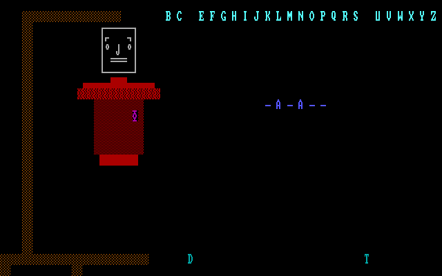 Hangman IBM PC/Compatibles Screenshot: Gameplay; selecting some letters.