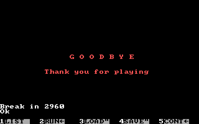 Square, The IBM PC/Compatibles Screenshot: Thanks for playing!