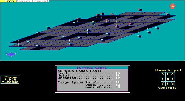 Stellar Crusade IBM PC/Compatibles Screenshot: Viewing surplus goods.