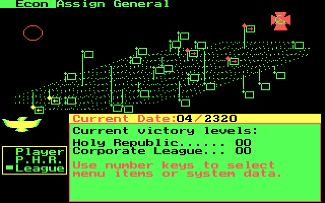 Stellar Crusade IBM PC/Compatibles Screenshot: Game start; this is the main map view.