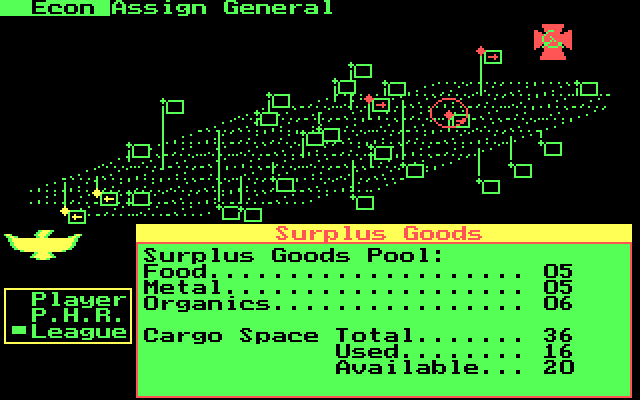 Stellar Crusade IBM PC/Compatibles Screenshot: Surplus goods.