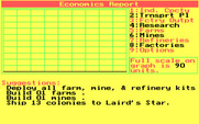 Stellar Crusade for IBM PC/Compatibles - Economics report.