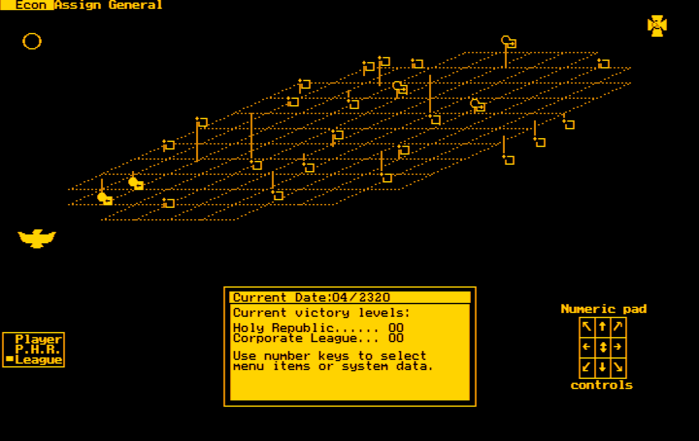 Stellar Crusade IBM PC/Compatibles Screenshot: Game start; this is the main map view.