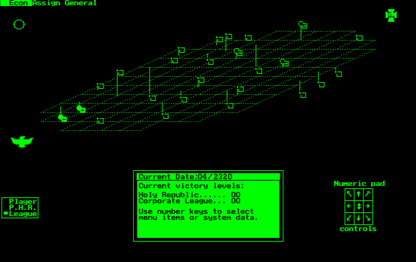 Stellar Crusade IBM PC/Compatibles Screenshot: Game start; this is the main map view.