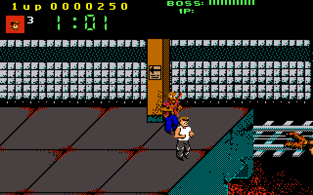 Renegade IBM PC/Compatibles Screenshot: This is the end of the screen...don't fall on the tracks!
