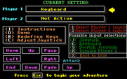 Renegade for IBM PC/Compatibles - Game settings menu.
