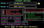 Renegade for IBM PC/Compatibles - Game options menu.
