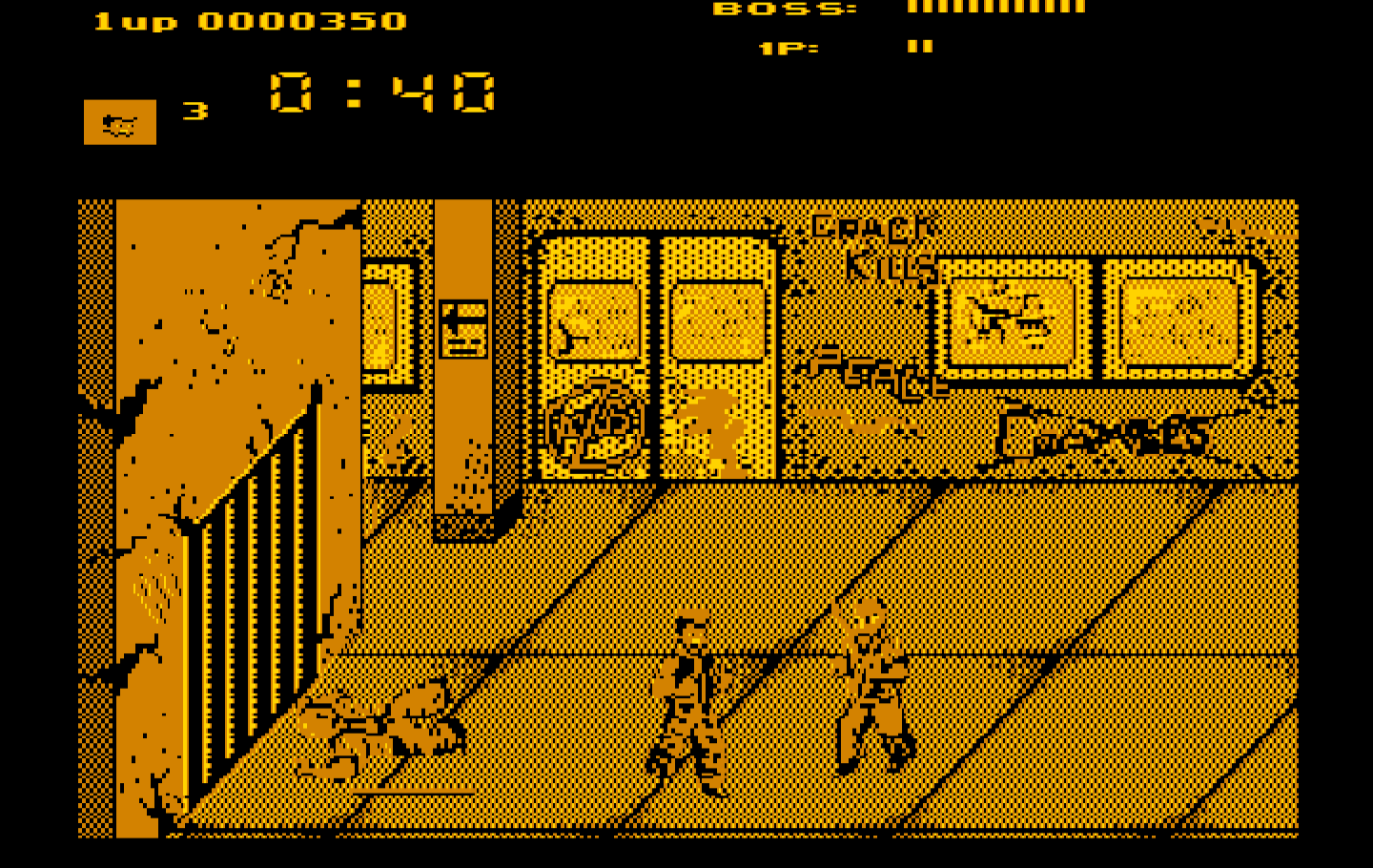 Renegade IBM PC/Compatibles Screenshot: A dead end...one opponent down, one to go...