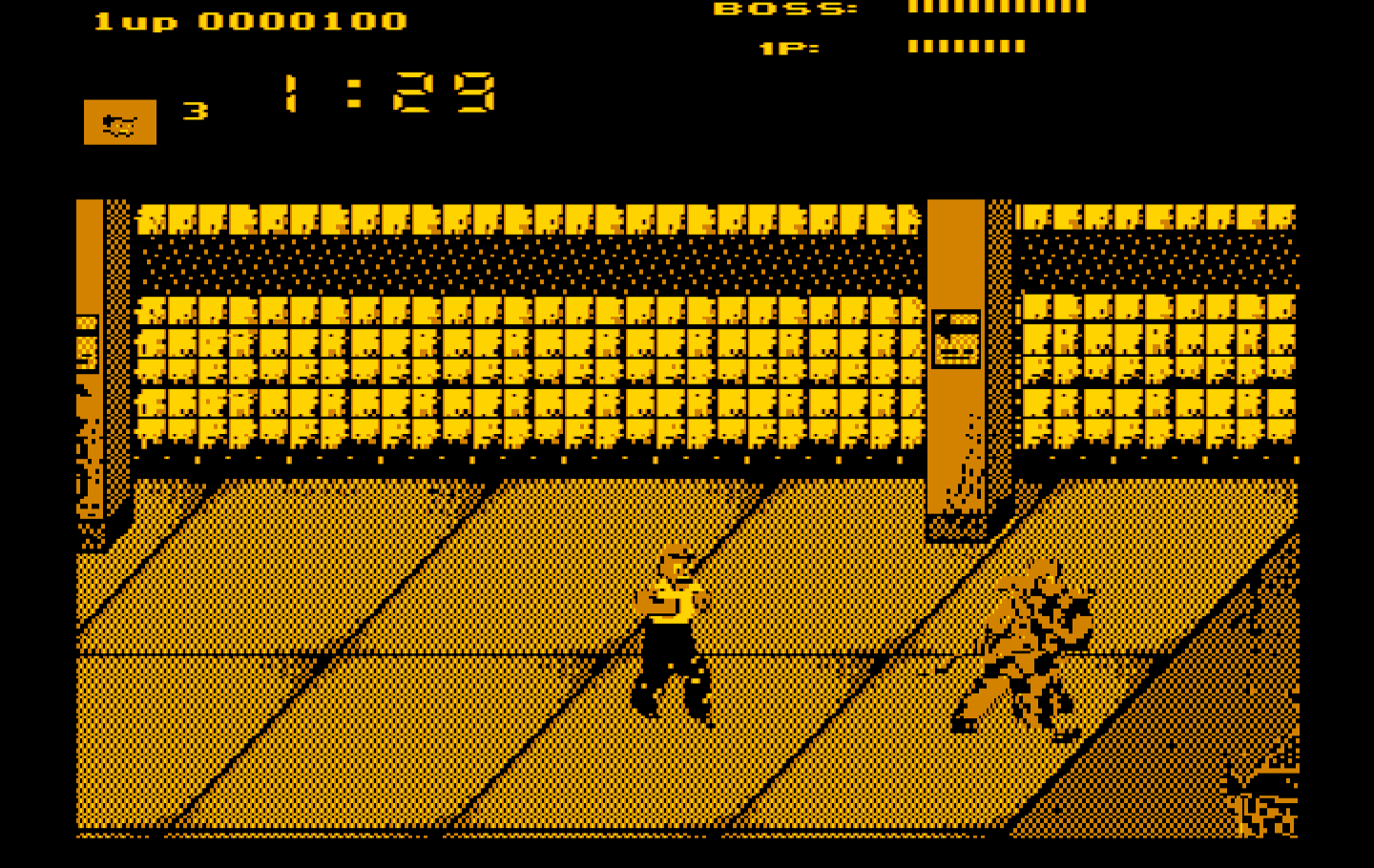 Renegade IBM PC/Compatibles Screenshot: Fighting near the edge of a platform.