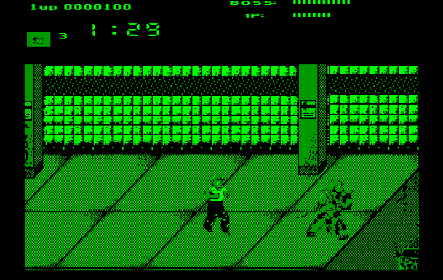 Renegade IBM PC/Compatibles Screenshot: Fighting near the edge of a platform.