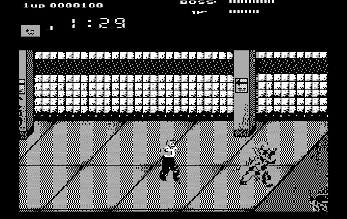 Renegade IBM PC/Compatibles Screenshot: Fighting near the edge of a platform.