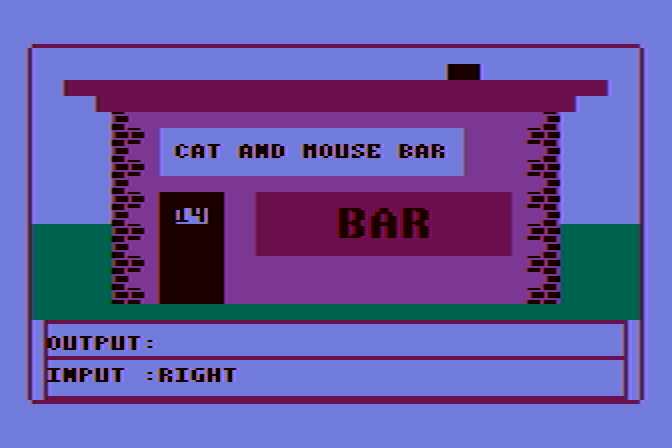 Prisoner 2 Atari 8-bit Screenshot: At the Cat and Mouse bar.