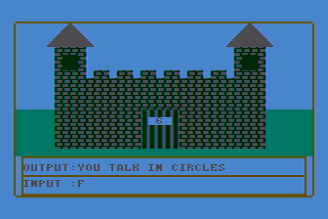 Prisoner 2 Atari 8-bit Screenshot: Outside a castle...