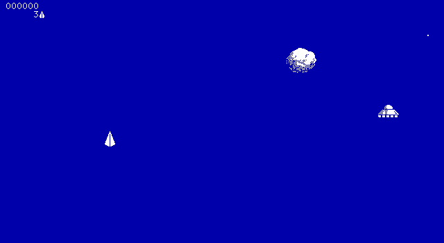 EGA-Roids IBM PC/Compatibles Screenshot: Starting the game on the first level.