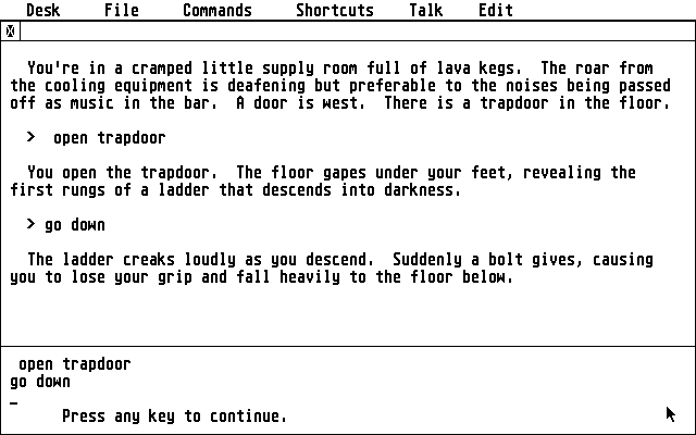 Breakers Atari ST Screenshot: Exploring...found a trapdoor, and seeing what's down there!
