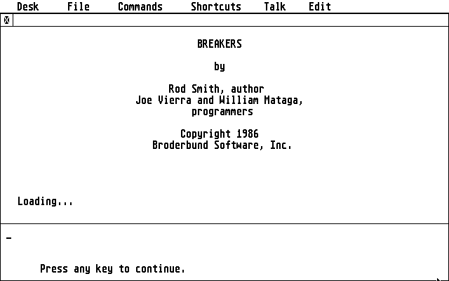 Breakers Atari ST Screenshot: Title screen.
