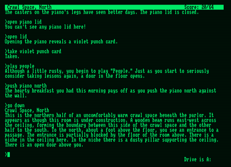 Hollywood Hijinx Amstrad PCW Screenshot: Heading down into a crawl space...
