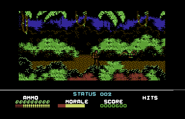Platoon Commodore 64 Screenshot: Exploring the jungle...