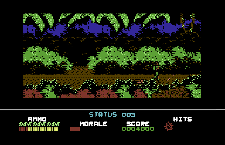 Platoon Commodore 64 Screenshot: Ouch, I've been knocked down...