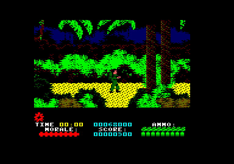 Platoon Amstrad CPC Screenshot: A dead end...but I can go down from here!
