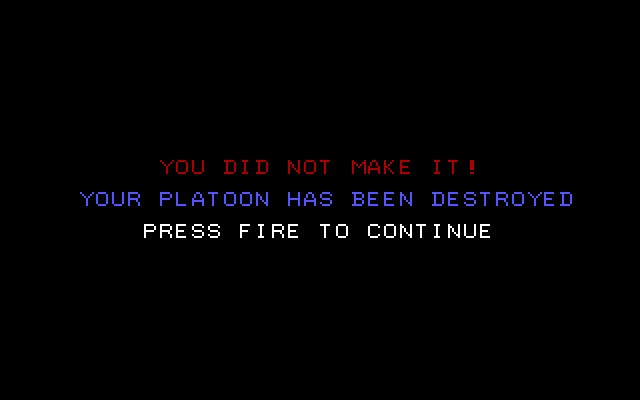 Platoon IBM PC/Compatibles Screenshot: Game over.