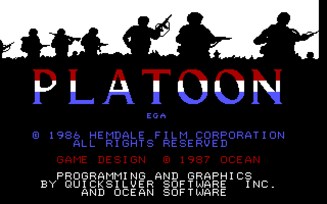 Platoon IBM PC/Compatibles Screenshot: Game credits.