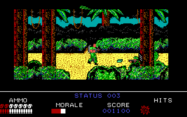 Platoon IBM PC/Compatibles Screenshot: The cyan box gives you some additional life.