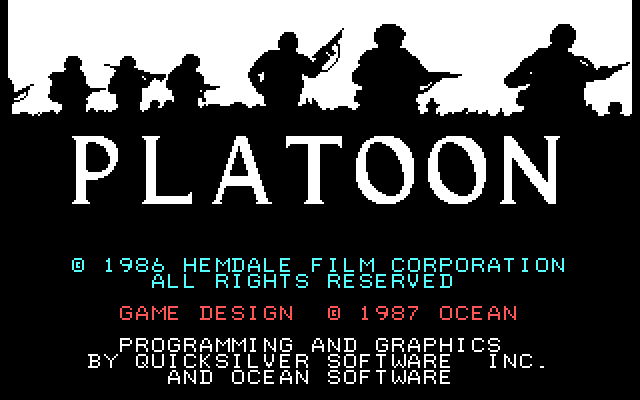 Platoon IBM PC/Compatibles Screenshot: Game credits.