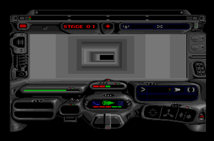 Tunnels of Armageddon Apple IIgs Screenshot: Navigating a tunnel...