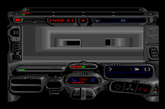 Tunnels of Armageddon Apple IIgs Screenshot: Choose a tunnel to the left or right!