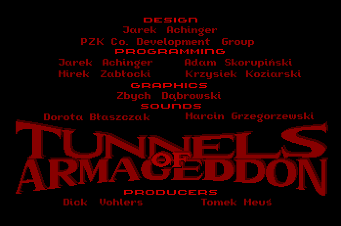 Tunnels of Armageddon Apple IIgs Screenshot: Credits screen.
