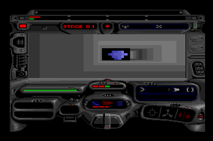 Tunnels of Armageddon Apple IIgs Screenshot: Shoot obstacles when possible...