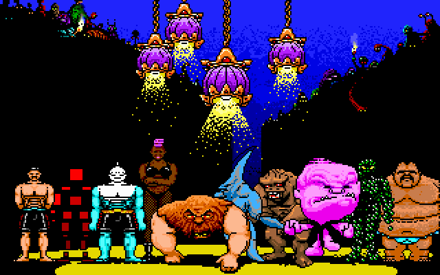 Tongue of the Fatman IBM PC/Compatibles Screenshot: Additional characters can be unlocked after winning fights.