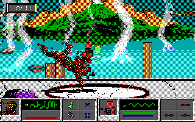 Tongue of the Fatman IBM PC/Compatibles Screenshot: Smashing my opponent to the ground...