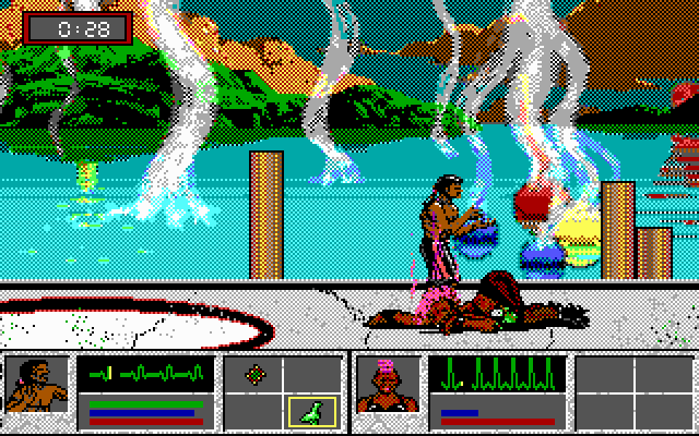 Tongue of the Fatman IBM PC/Compatibles Screenshot: Knocked over by my opponents special weapon...