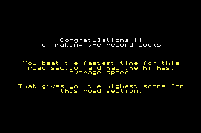 Duel: Test Drive II, The Apple IIgs Screenshot: A new record!