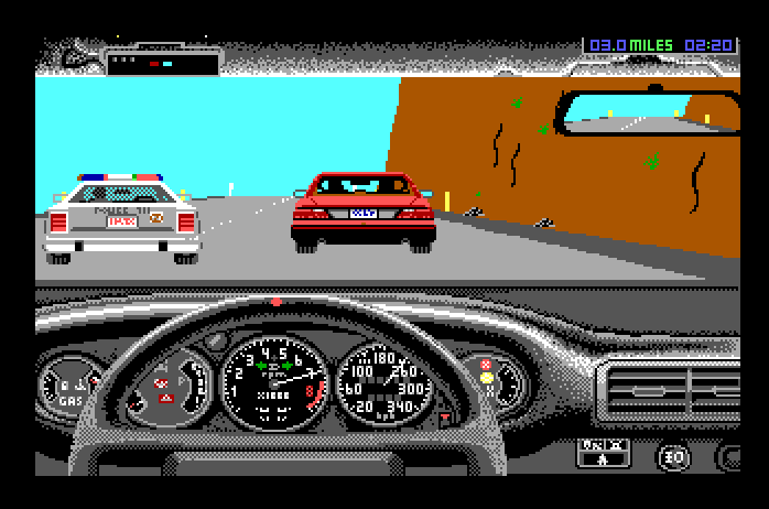 Duel: Test Drive II, The Apple IIgs Screenshot: There's a lot of traffic here!