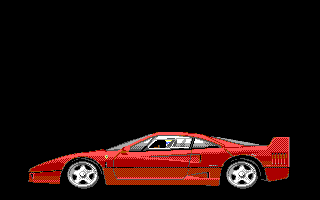 Duel: Test Drive II, The IBM PC/Compatibles Screenshot: The cars drive by in the introduction.
