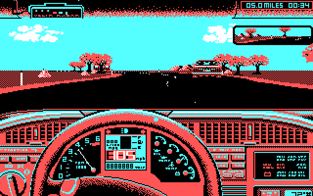 Duel: Test Drive II, The IBM PC/Compatibles Screenshot: The road sometimes has dangerous curves...
