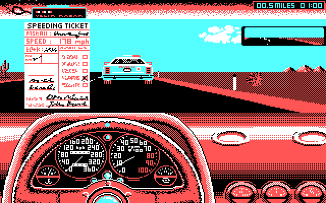 Duel: Test Drive II, The IBM PC/Compatibles Screenshot: I got a speeding ticket...