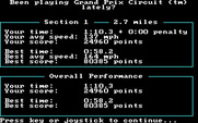 Duel: Test Drive II, The for IBM PC/Compatibles - Stats about your performance on the last level.