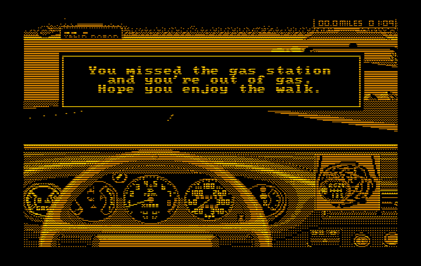 Duel: Test Drive II, The IBM PC/Compatibles Screenshot: Oops, I missed the gas station!