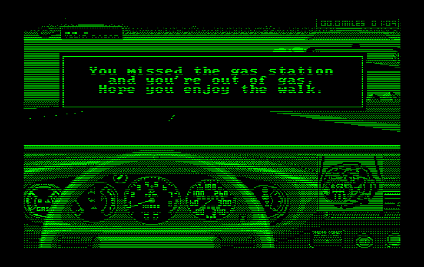 Duel: Test Drive II, The IBM PC/Compatibles Screenshot: Oops, I missed the gas station!