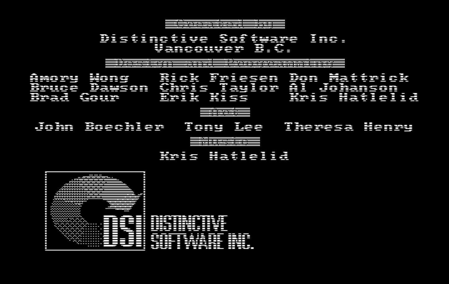 Duel: Test Drive II, The IBM PC/Compatibles Screenshot: Game credits.