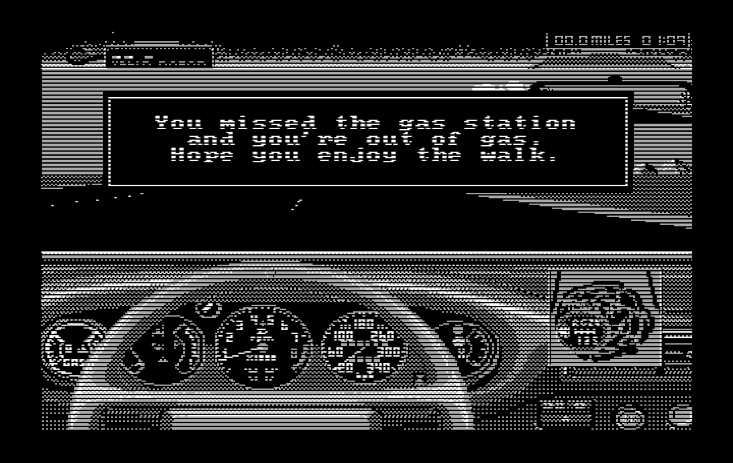 Duel: Test Drive II, The IBM PC/Compatibles Screenshot: Oops, I missed the gas station!