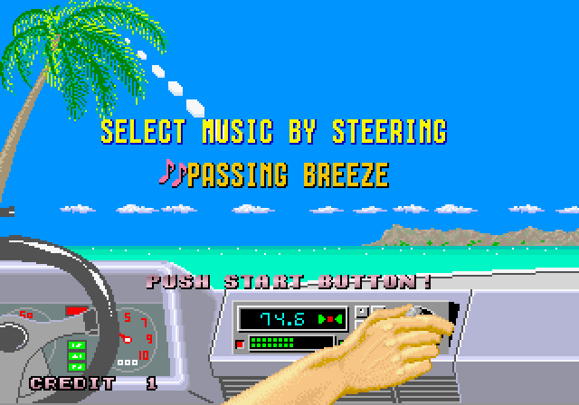 OutRun Arcade Screenshot: First, select one of several theme songs...