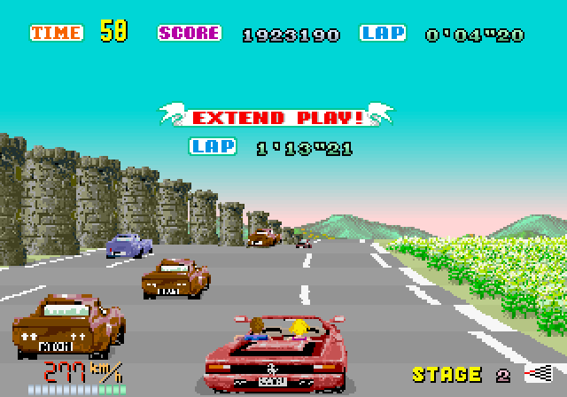 OutRun Arcade Screenshot: Start of the alternate path for stage 2.