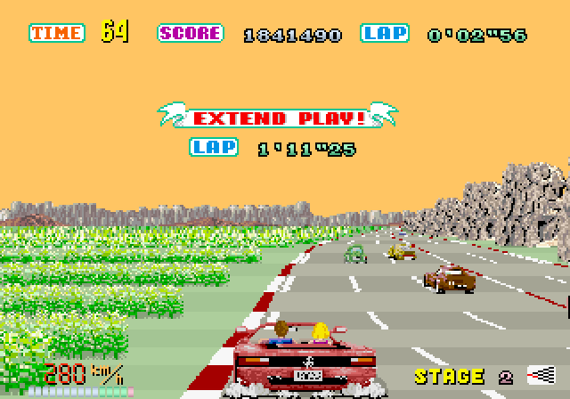 OutRun Arcade Screenshot: Extended play! I reached stage 2...