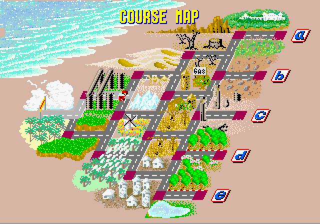 OutRun Arcade Screenshot: The course map showing how far I went.