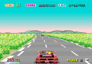 OutRun for Arcade - Open areas are easier as you don't immediately crash if you run off of the road.